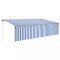 Copertina automata cu stor&amp;LED&amp;senzor de vant albastru/alb 5x3m