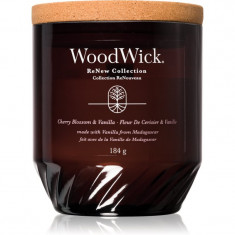 Woodwick Cherry Blossom & Vanilla lumânare parfumată cu fitil din lemn 184 g