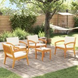 VidaXL Set Bistro de 5 Piese cu Perne din Lemn Solid de Acacia