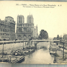 AD 473 C. P. VECHE - PARIS -NOTRE-DAME ET LE QUAI MONTEBELLO -FRANTA