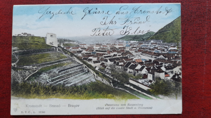 Brasov-1903-Panorama de la Raupenberg-C.P.circ.-perfecta-RARA