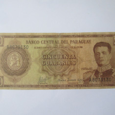 Paraguay 50 Guaranies 1952,vedeti foto