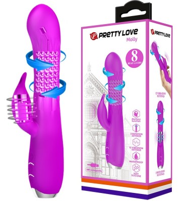 Vibrator Pretty Love Molly, 12 Moduri Vibratii, 3 Moduri Rotatii, Silicon, USB, Mov, 20.5 cm foto