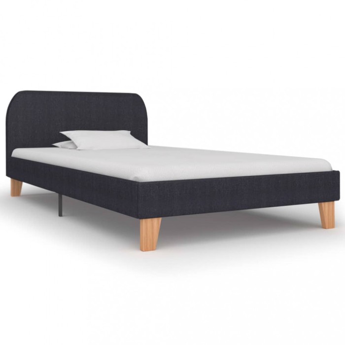 Cadru de pat, gri &icirc;nchis, 90 x 200 cm, material textil
