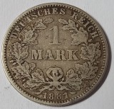 Germania, 1 Mark 1881 J, Argint.