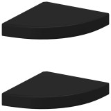 Cumpara ieftin Rafturi colt de perete, 2 buc., negru, 25x25x3,8 cm, MDF