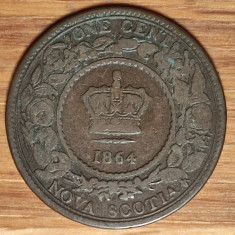 Canada provincii Nova Scotia - raritate - moneda colectie 1 cent 1864 Victoria