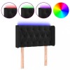 Tablie de pat cu LED, negru, 83x16x78/88 cm, catifea