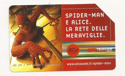 CT1 - Cartela Telefonica - Telecom Italia - Spider Man - 5 Euro - 2002 foto