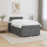 Cumpara ieftin Pat boxspring cu saltea Gri inchis 120 x 190 cm Tesatura