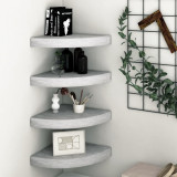 Rafturi de colț de perete 4 buc. gri beton 35x35x3,8 cm MDF