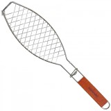 Gratar grill inox pentru peste, flippy, cu maner, de dimensiuni reduse, usor de transportat si depozitat, argintiu, 56x12 cm