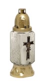 Candela funerara pentru mormant din sticla clara, 25 cm, 28 ore