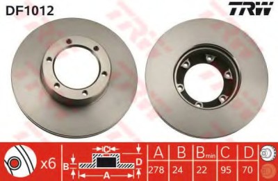 Disc frana RENAULT MASTER I caroserie (T) (1980 - 1998) TRW DF1012 foto