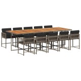 Cumpara ieftin Set mobilier de gradina cu perne, 11 piese, gri, poliratan