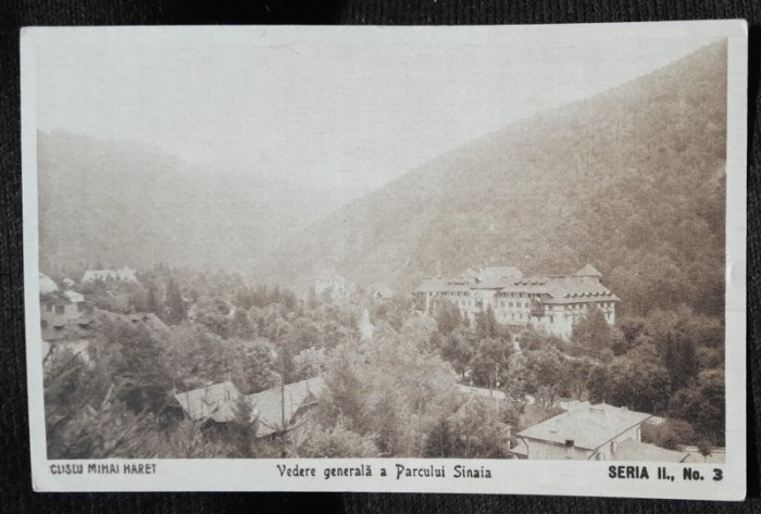 Carte postala, vedere generala a Parcului Sinaia, perioada interbelica