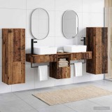 Cumpara ieftin Set dulap baie 5 buc. Lemn vechi 136 x 35 x 80 cm