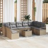 VidaXL Set de canapele pentru grădină 10 pcs Bej Rattan poli 3346550