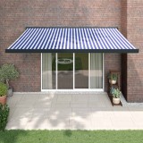 Cumpara ieftin Copertină retractabilă albastru/alb, 4,5x3 m, textil/aluminiu