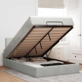 Gossi cadru de pat otoman cu saltea gri deschis 120x200cm catifea