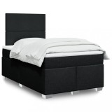 VidaXL Pat box spring cu saltea, negru, 120x200 cm, textil 3290450
