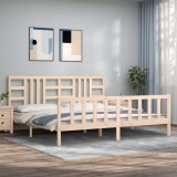 vidaXL Cadru pat cu tăblie 200x200 cm, lemn masiv de pin