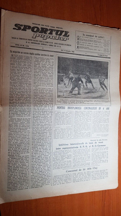 sportul popular 8 ianuarie 1953-concur de tir la cluj,coborarea cu bobul,handbal