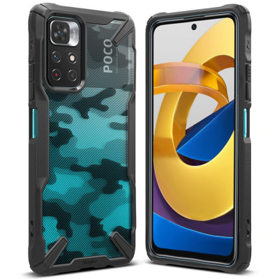 Husa pentru Xiaomi Poco M4 Pro 5G - Ringke Fusion X Design - Camo Black foto