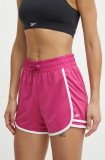 Reebok pantaloni scurți de antrenament Identity Training culoarea roz, cu imprimeu, high waist, 100022497