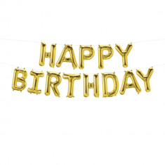 Baloane decorative, Onore, auriu, folie, 40 cm, litere Happy Birthday