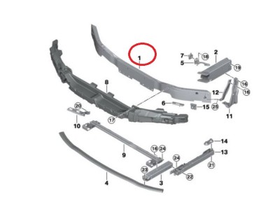 Armatura bara fata BMW Seria 1 (F40), 06.2019-, Seria 2 GRAN COUPE (F44), 04.2020-,aluminiu foto