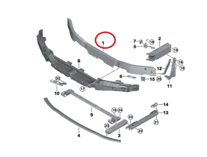 Armatura bara fata BMW Seria 1 (F40), 06.2019-, Seria 2 GRAN COUPE (F44), 04.2020-,aluminiu