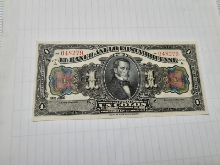 bancnota costa rica 1 c 1917