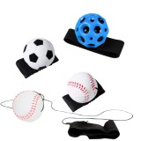 Cumpara ieftin Set 4 mingi hiperelastice mixte, 2 model baseball alb-rosu, fotbal alb-negru si Space Moon Ball albastra, 66 mm, pentru coordonare si atentie