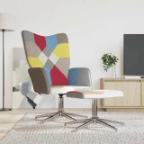 Scaun de relaxare cu taburet, textil, petice