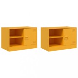 Cumpara ieftin Comoda TV, 2 buc., galben mustar, 67x39x44 cm, otel