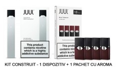Kit construit Juul Dispozitiv Argintiu + 1 pack(4 capsule) Rich Tobacco 18mg/ml foto