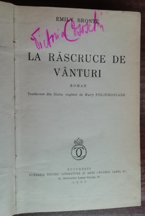 myh 533s - Emily Bronte - La rascruce de vanturi - ed 1937