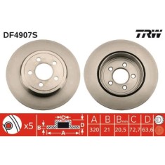 Set discuri frana spate TRW, Chrysler 300 C (Lx, Le), 09.2004-, 300 C Touring (Lx, Le), 09.2004-12.2010, 300c, 09.10-, spate; puntea spate; Sistem de