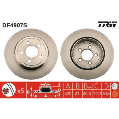Set discuri frana spate TRW, Chrysler 300 C (Lx, Le), 09.2004-, 300 C Touring (Lx, Le), 09.2004-12.2010, 300c, 09.10-, spate; puntea spate; Sistem de foto