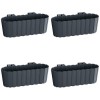 Set 4 jardiniere decorative cu suport de plastic, antracit, 4.9 L, 38.3x21.2x13 cm, Boardee Hook, Prosperplast