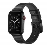 Curea din piele ceas Apple Watch 6 5 4 3 2 1 42mm / 44mm - negru