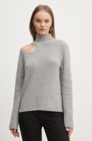 HUGO pulover din amestec de lana femei, culoarea gri, cu turtleneck, 50522546