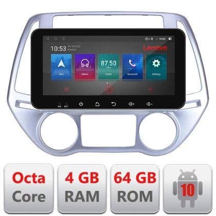 Navigatie HHyundai I20 2011-2014 manual si automat Android radio gps internet Octa Core 4+64 LTE ecran de 10.33&#039; wide Kit-i20-2012+EDT-E511-pro CarSto