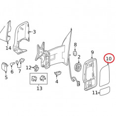 Geam oglinda MERCEDES SPRINTER, 2009-2018; SPRINTER W910, 02.2018-, VW CRAFTER (2E), 2009-04.2017, View Max, partea stanga, incalzit; sticla convexa;