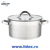 Cratita din inox cu capac din sticla Grunberg GR7026, 26 cm, 7.40 l