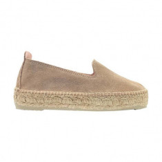 Manebi espadrile din piele întoarsă Double Sole Espadrilles culoarea maro, cu platformă W 1.9 D0