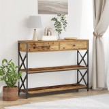 vidaXL Masă consolă, lemn vechi, 100x28x75 cm, lemn prelucrat și oțel