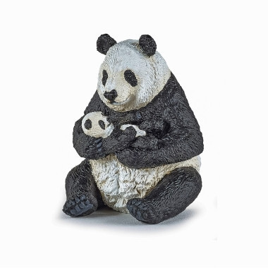 Papo - figurina urs panda sezand cu pui in brate foto