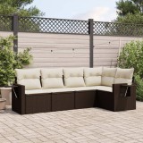 Gossi set canapele de gradina cu perne, 5 piese, maro, poliratan